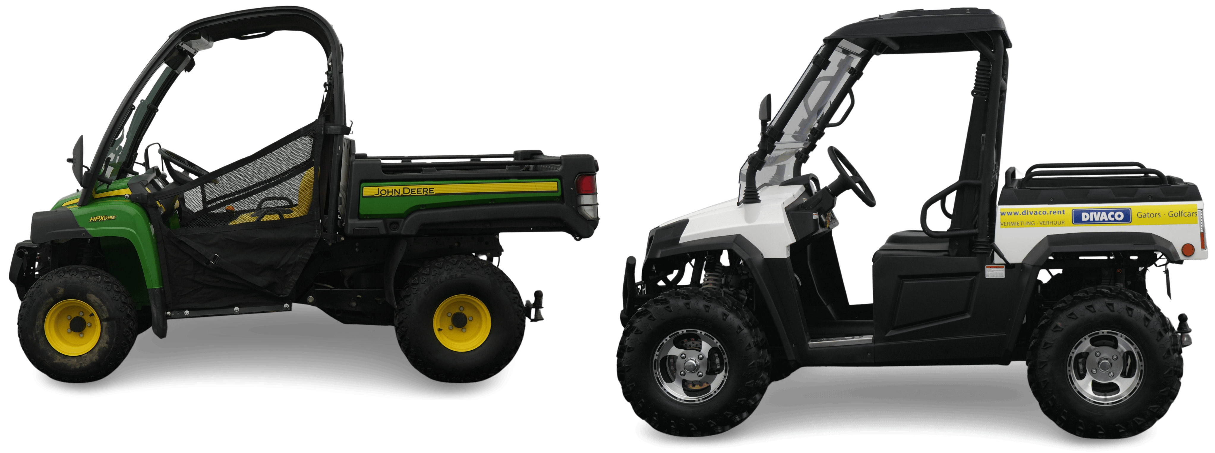 Gator, elektrische 4x4 en golfkarretje van Divaco voor events en werfgebruik – gator-huren.be